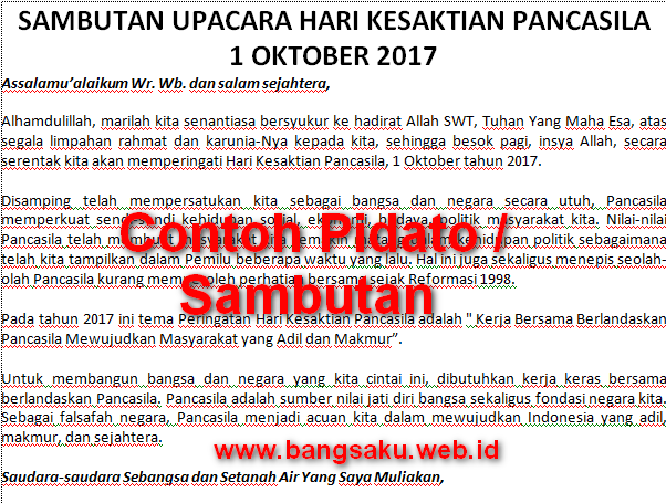 Teks Pidato Hari Kesaktian Pancasila 2018 Berbagai Teks Penting