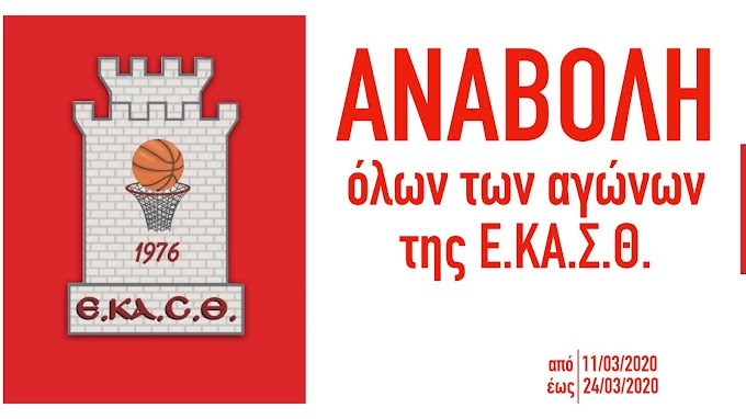 Αναβολή όλων των αγώνων της Ε.ΚΑ.Σ.Θ.