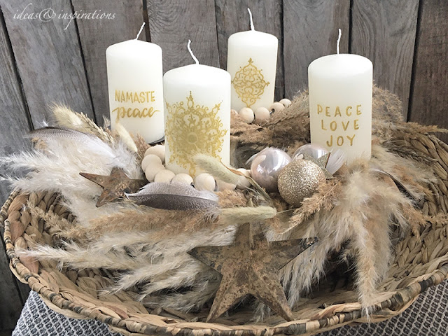 DIY  Boho - Adventskranz 2020 mit Pampasgras und individuellen Kerzen basteln