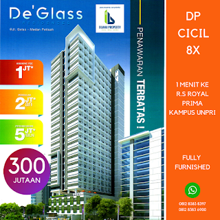 Apartemen Murah De'Glass Residence Hanya 300 Jutaan Di Medan, 1 Menit Ke Kampus UNPRI, Potensi Pasif Income Besar