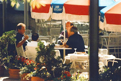1993 surveillance photo: Salemme, left, Flemmi, back to camera, Salemme Jr. right at The Charles Hotel in Cambridge, Mass.