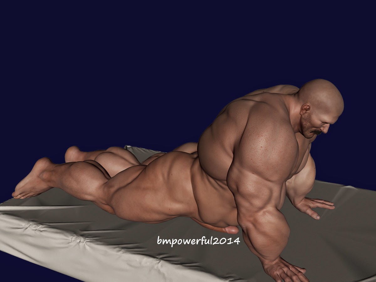 3d Gay Erotic Muscle Art Bodybuilder Cesar In Bed