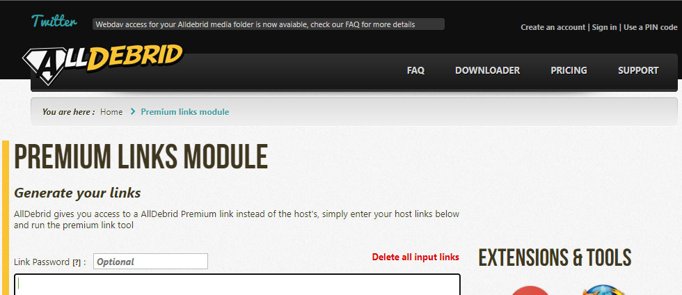 ALLDEBRID 화면 스크린샷