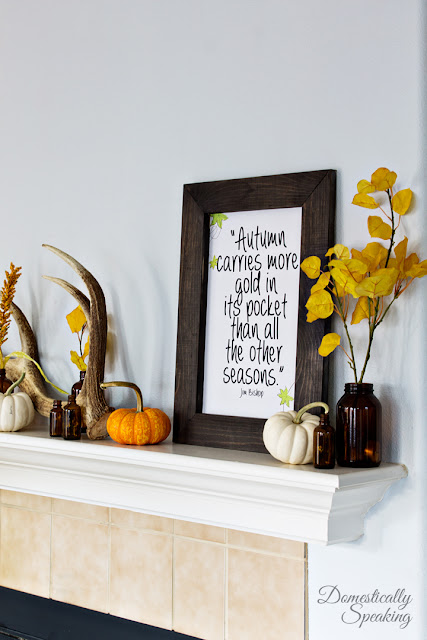 rustic autumn mantel with free printable