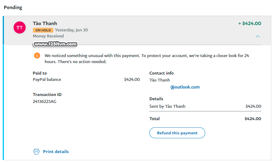 Giao dịch paypal bị tạm giữ và cách xử lý khi on hold