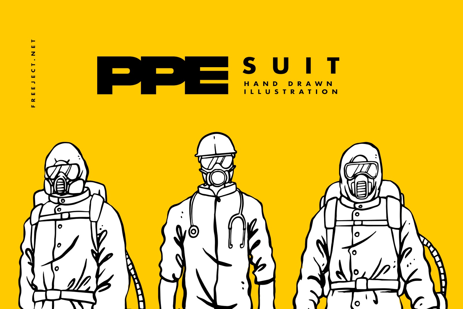 Free PPE Personal protective equipment Suit Hand Drawn Illustration