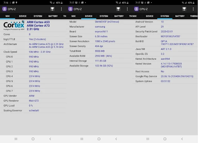 CPU-Z Samsung Galaxy M31