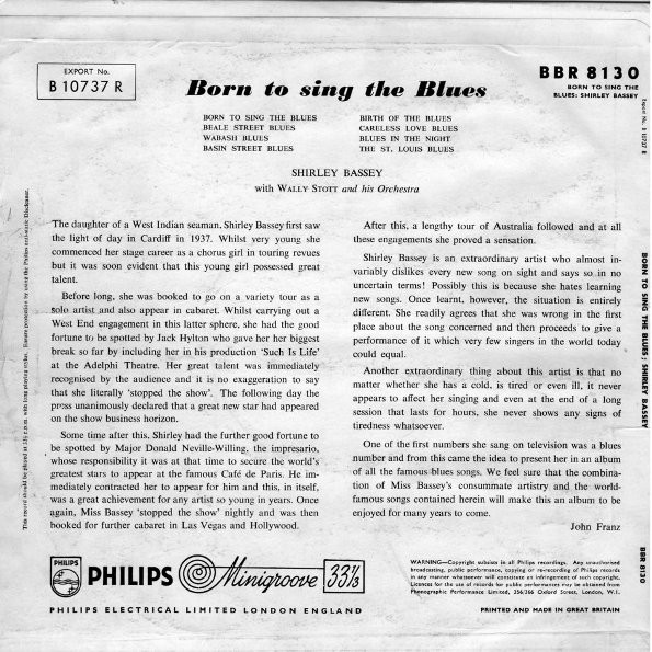 ENTRE MUSICA SHIRLEY BASSEY Born to sing the blues (1957)