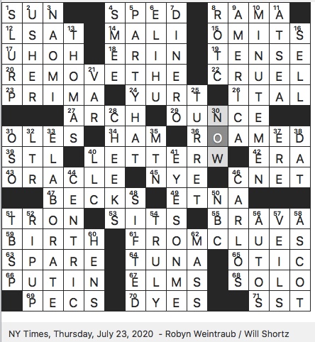 Rex Parker Does The Nyt Crossword Puzzle Swaying Just Before Disaster Thu 7 23 Original Airer Of Monkees Heineken Alternative Hindu Avatar Leader Typically Appearing Shirtless In Snl Parodies