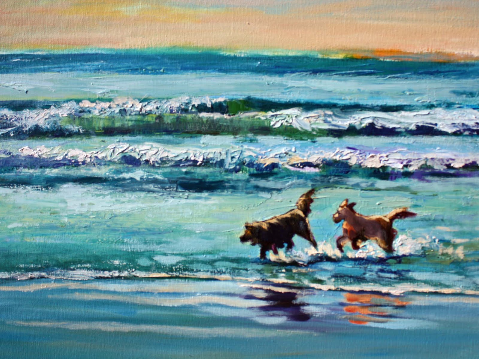 negativespace Dogs at the Beach Painting (WIP)
