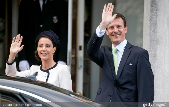 Princess Marie, and Prince Joachim of Denmark, attend a Lunch reception to mark the forthcoming 75th Birthday of Queen Margrethe II of Denmark. at Aarhus City Hall