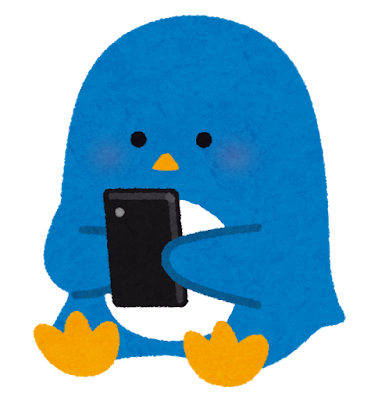 スマートフォンを使うペンギンのイラスト