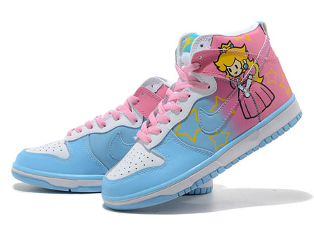 Mario Nike Sb Dunks: Super Princess Peach Nike SB Shoes Mario High Tops Women