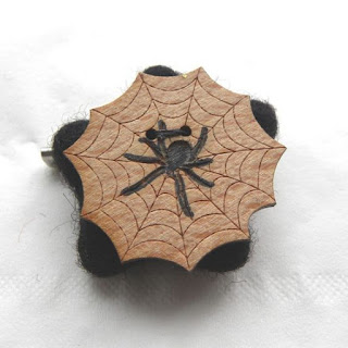 Mixed media spider star felt brooch by Gothic White Witch