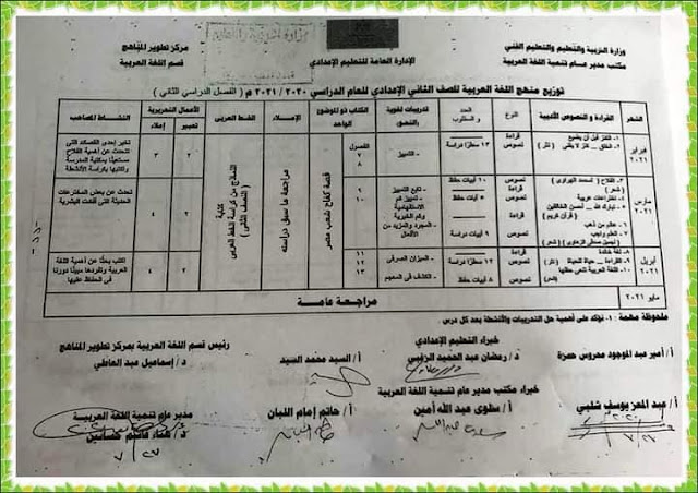 توزيع منهج اللغة العربية
