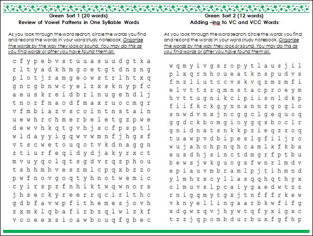 Life Love Literacy Words Their Way Word Searches