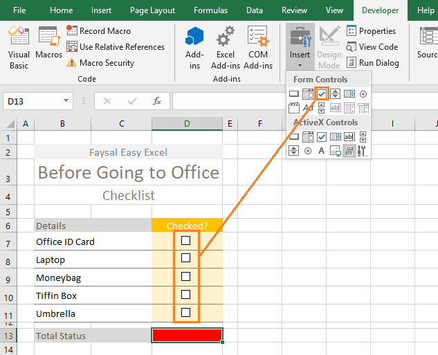 Cara Membuat Checklist Di Excel