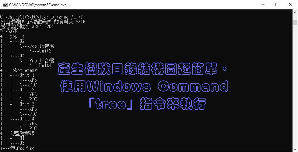 產生樹狀目錄結構圖超簡單，使用Windows Command 「tree」指令來執行 阿湯哥IT三兩事