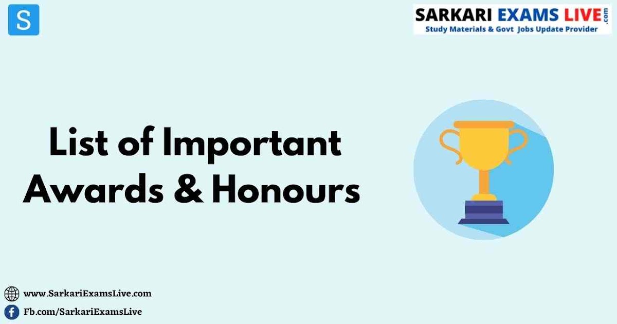 List of Important Awards and Honours 2020 PDF Download
