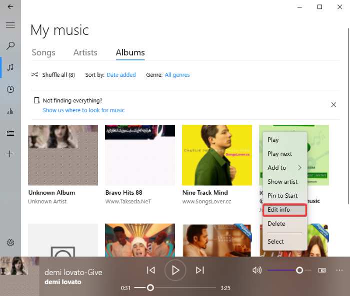 stáhnout a přidat obrázek alba ve Windows 10