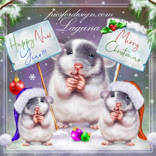 新年のマウスとラットのための豪華なカード 2026. マウスの年に無料、美しいライブクリスマスカード
