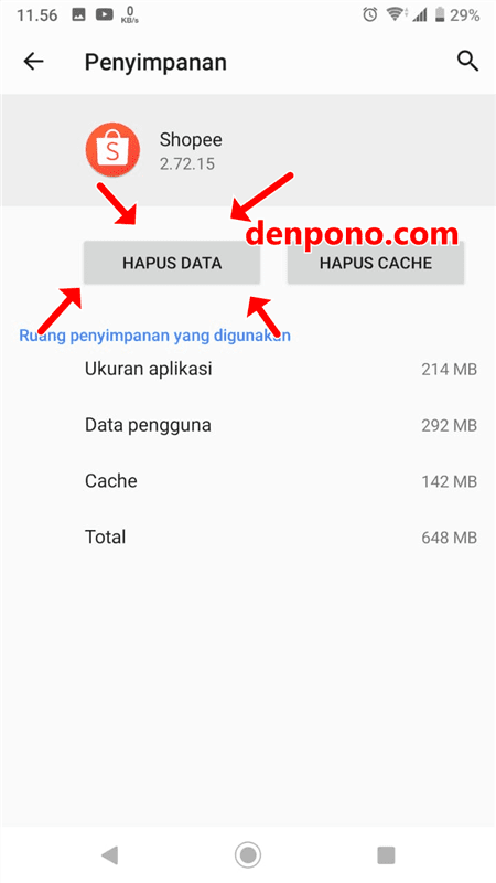 cara hapus data shopee