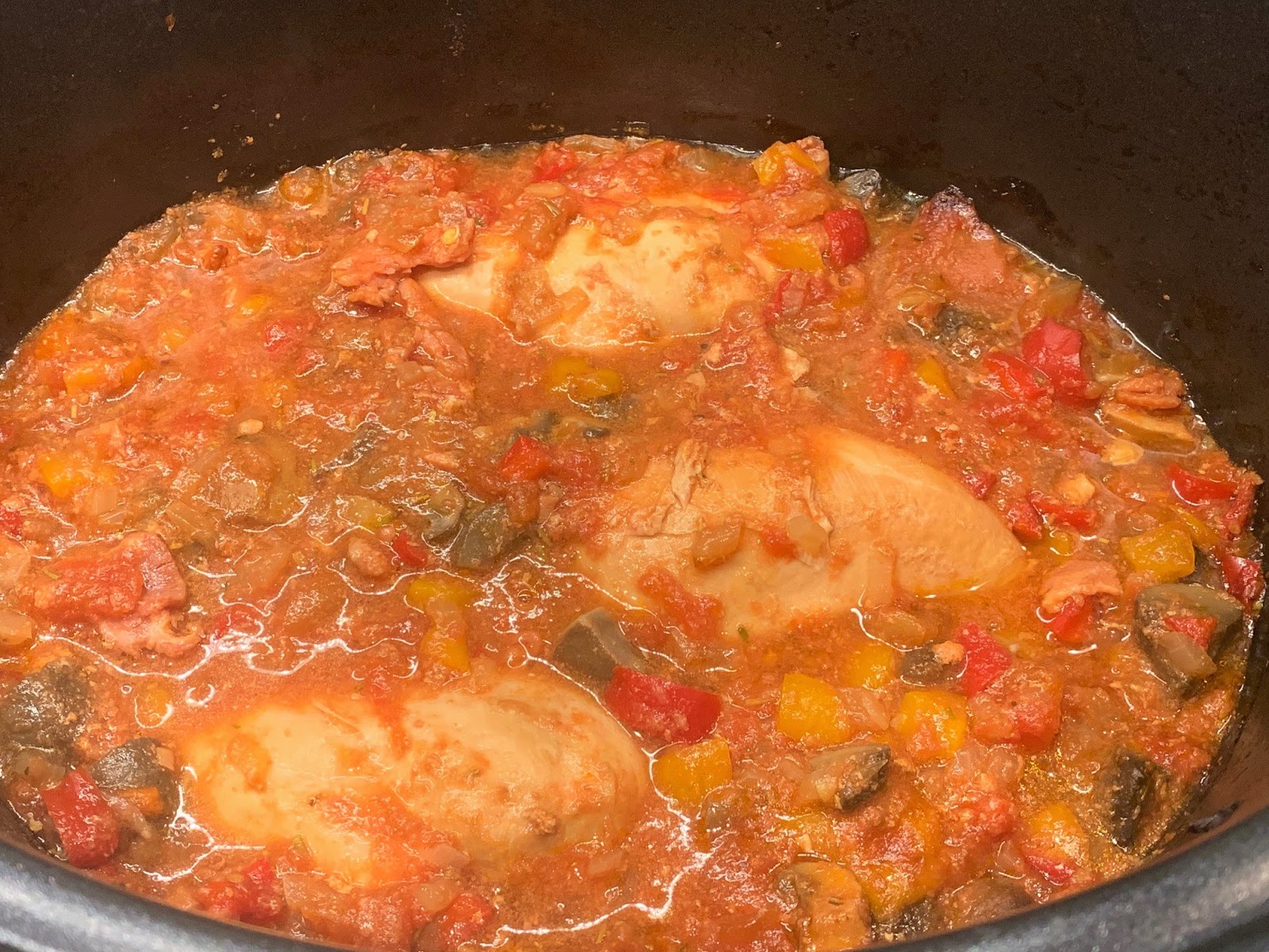 Slow Cooker Chicken Cacciatore with Bacon