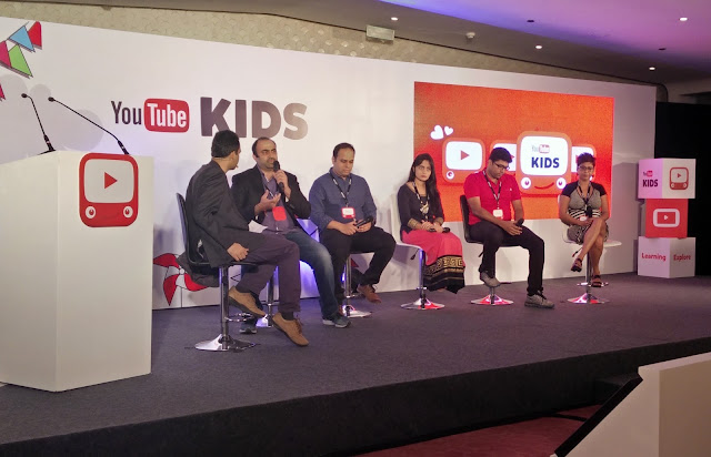 Sashwati Banerjee, Managing Director, Sesame Workshop India (Extreme right) at a panel discussion at the YouTube Kids App Launch Event i Sashwati Banerjee, Managing Director, Sesame Workshop India (Extreme right) at a panel discussion at the YouTube Kids App Launch Event i