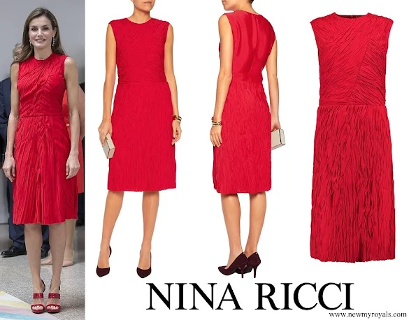 Queen Letizia wore NINA RICCI Plissé dress