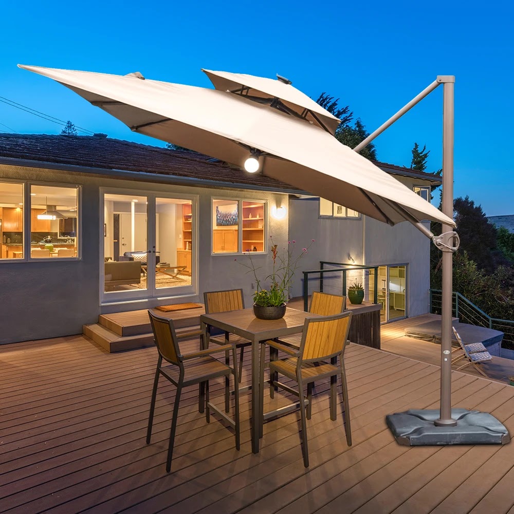This Rectangular Patio Umbrella Is Solar Powered Home Enlivening