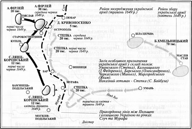 Концентрация армий Хмельницкого и Речи Посполитой весной-летом 1649 года.