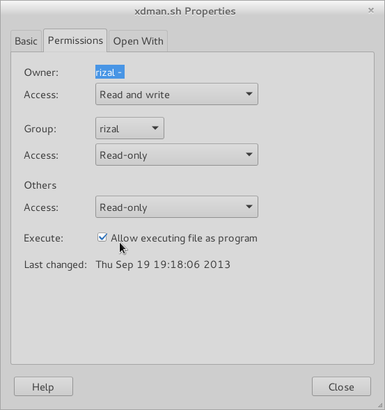 Opening permissions