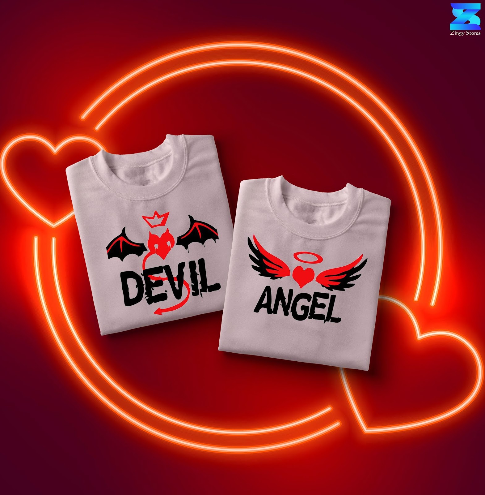 half red half white hoodie angel and devil