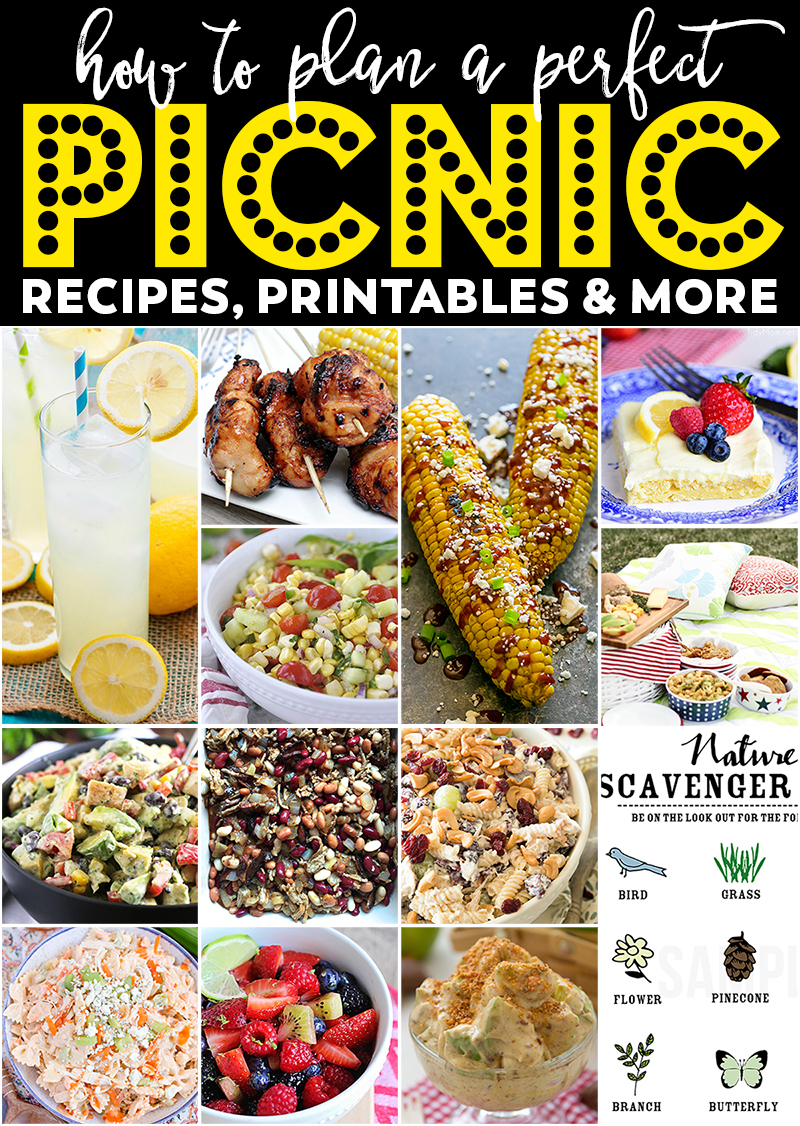 Perfect picnic menu plan - Everything you need to plan a perfect picnic, from salads to dessert, plus printables and decor!