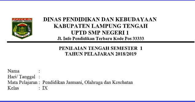 Soal Uts Pts Pjok Kelas Ix Semester 1 Dan 2 Revisi 2019 2020 Update Info Pendidikan