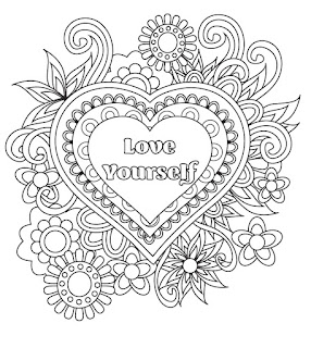 Love yourself- motivational printable coloring page