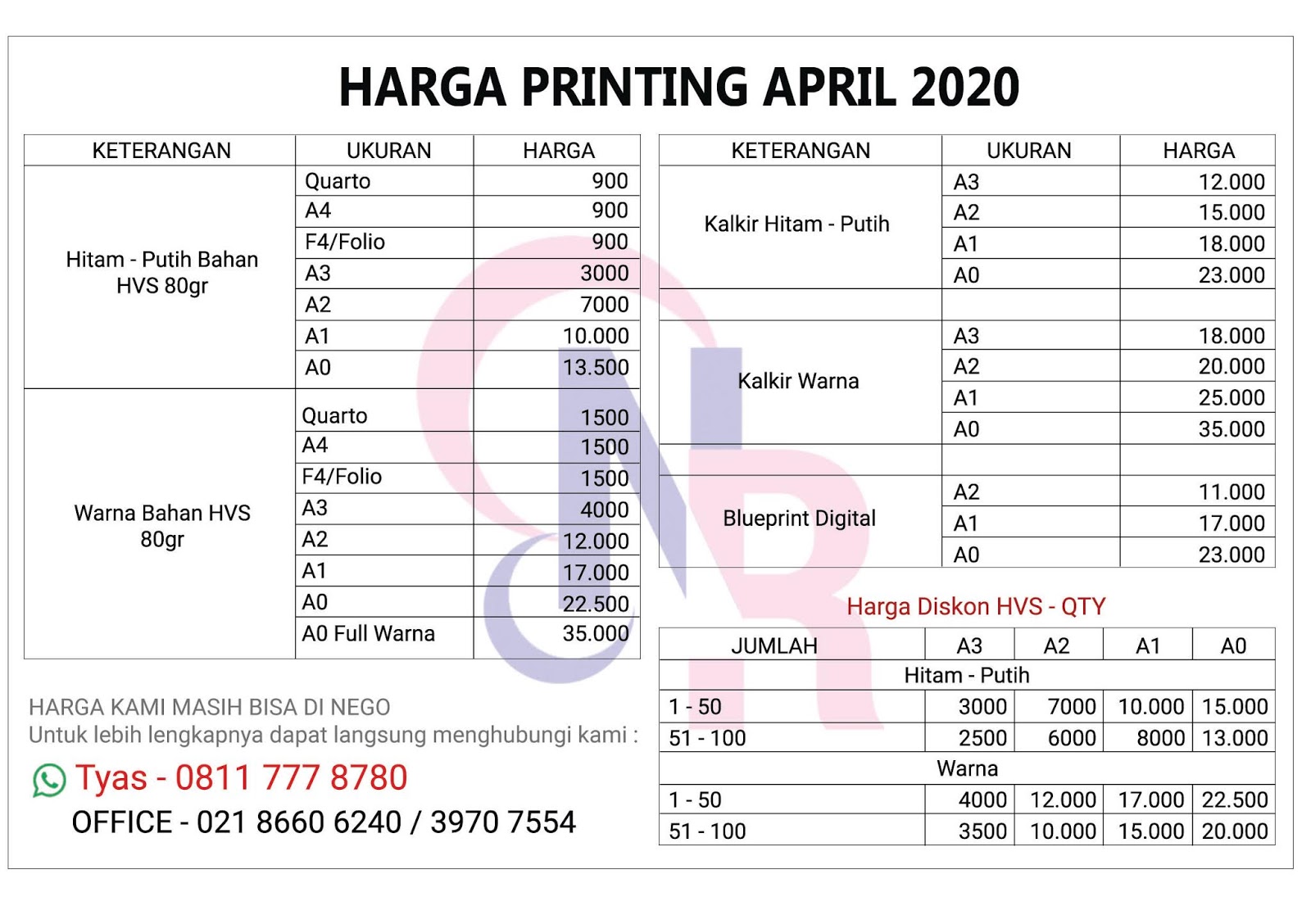 Narendra Printing: Print Murah HVS & Kalkir A0 - A1 - A2 - A3 - A4 Warna