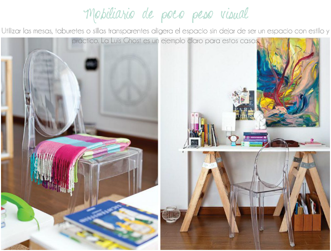 Las claves para vivir en un estudio Silla Luis Ghost para espacios pequeños
