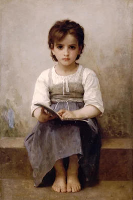 The Difficult Lesson painting William Adolphe Bouguereau
