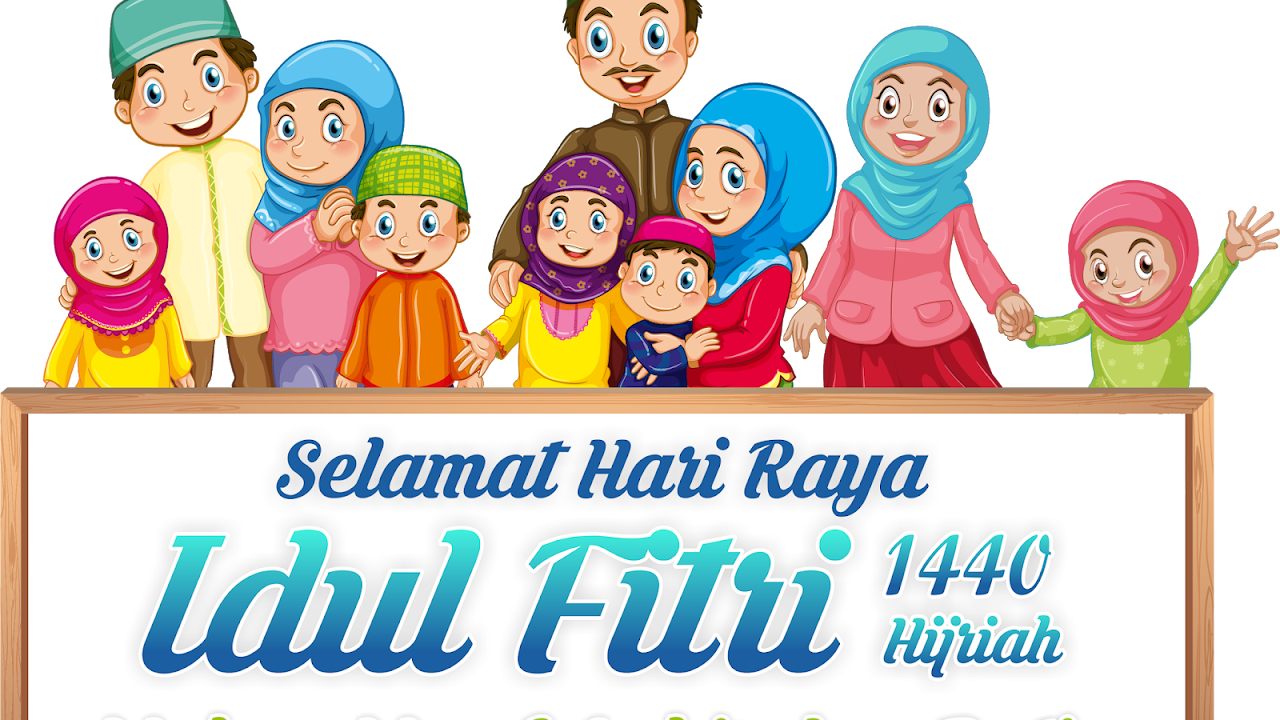 36 Gambar Ucapan Selamat Idul Fitri Kartun