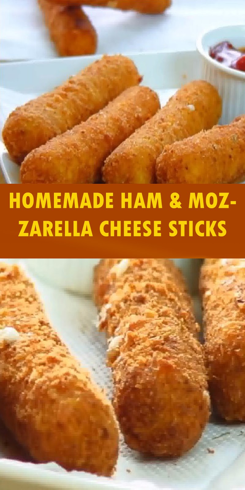 THE BEST HOMEMADE HAM & MOZZARELLA CHEESE STICKS (BAKED CHEESE STICKS)