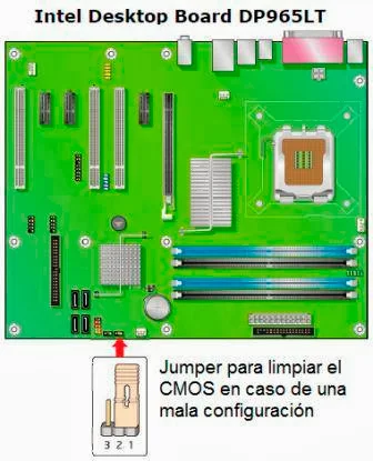 jumper para limpiar el CMOS en placa intel dp965lt cuando la pc se reicia sola