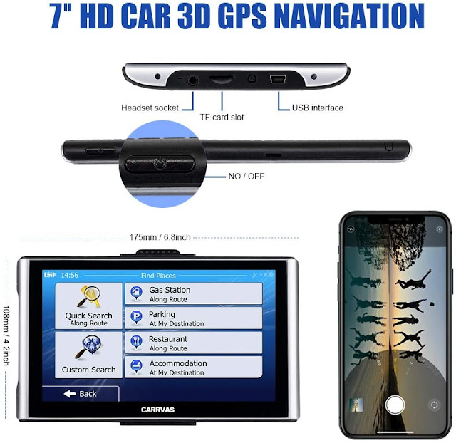 Truck Length Speed Camera prompts Current Speed Display Width and Height Settings CARRVA 2020 9 inch Car GPS Navigation for Car with Truck Navigation Voice Steering Reminder System