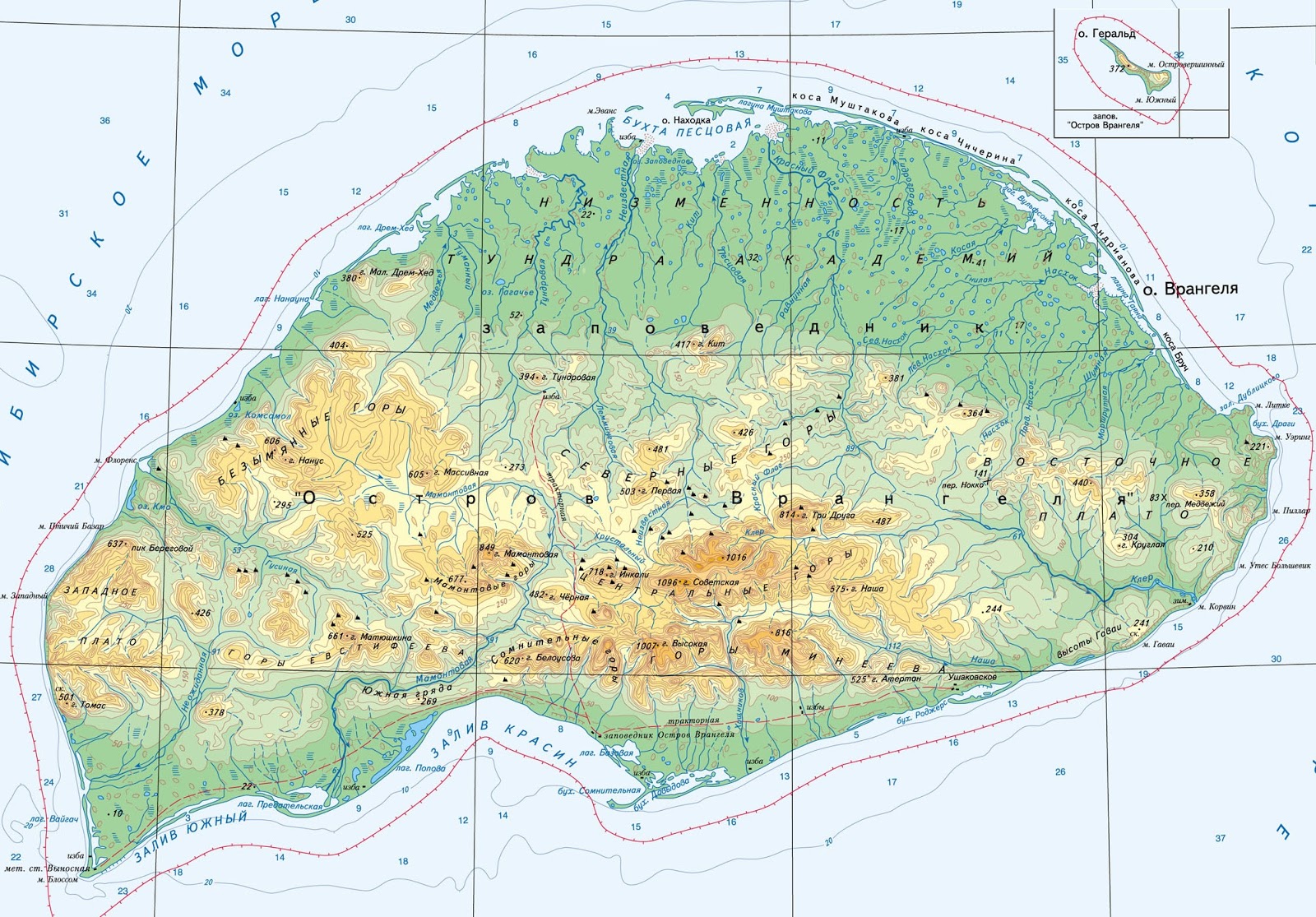 горы врангеля на карте
