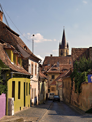 Hermannstadt Romania, medieval city street
