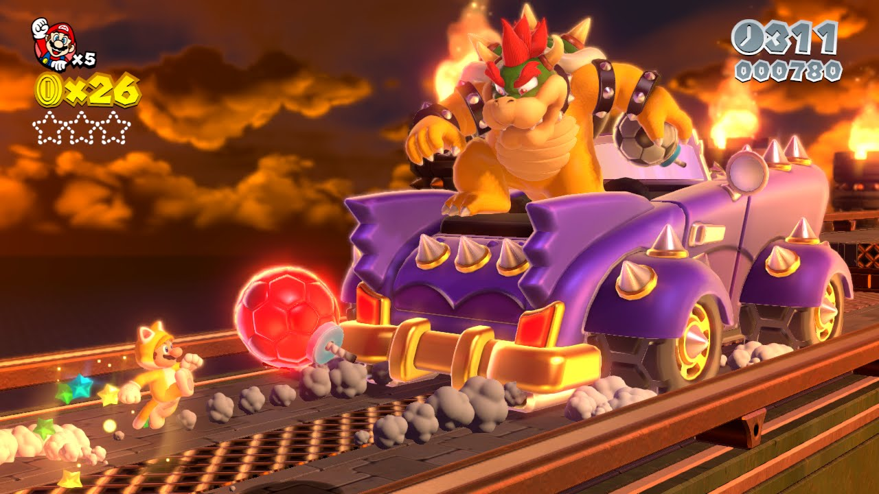 Super Mario 3D World how to defeat Bowser's Car
