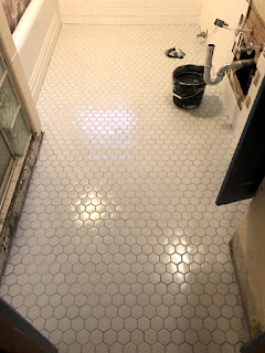 How to lay mosaic tile flooring!: Week 2, One Room Challenge bathroom ...