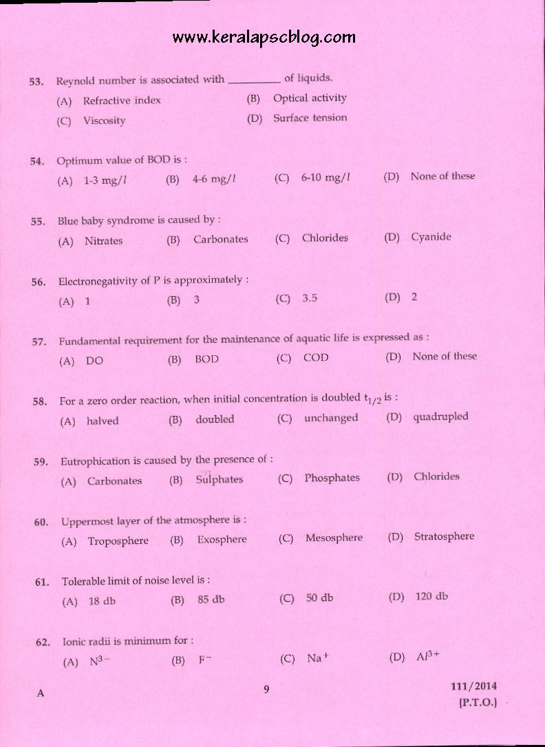 Kerala PSC Analyst Exam Previous Question Kerala PSC Analyst Exam Previous Question