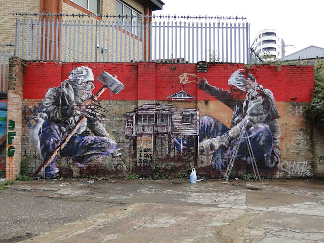 Street Artist Fintan Magee Mural In London - Progress Shot