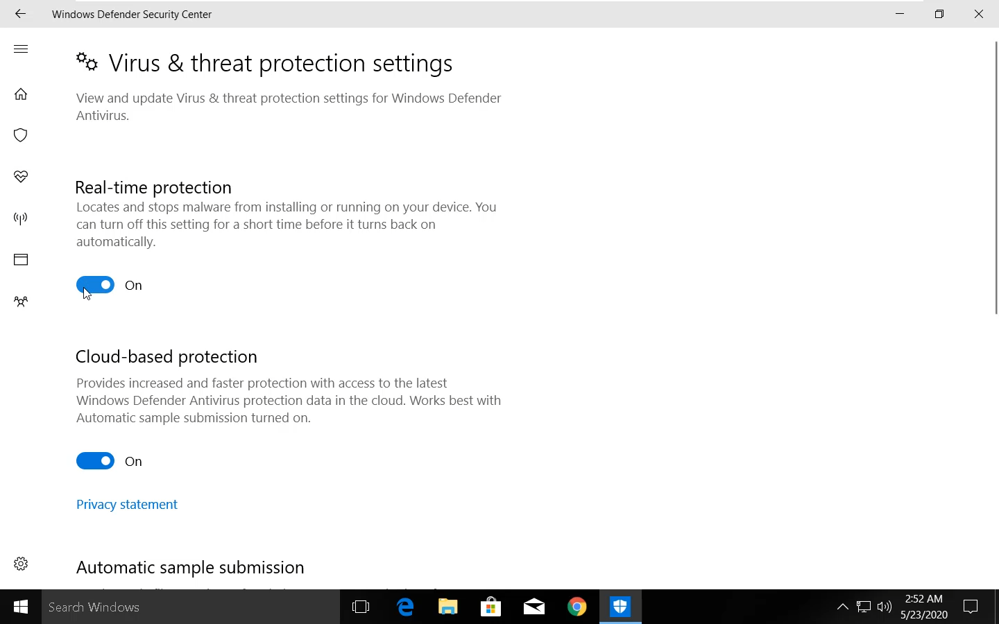 Disable Windows Defender in Windows 10